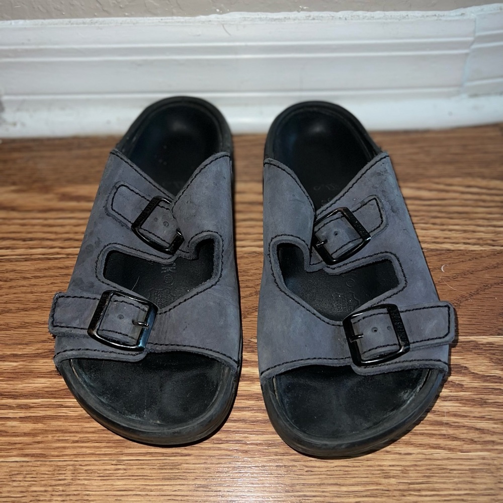 Blue leather Birkenstocks